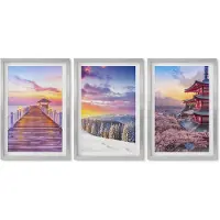 Wallfluent 4-Delige Schilderij Set - Romantische landschappen met schilderachtige luchten - 40 x 60 cm - Decoratieve Muurdecoratie - Slaapkamer - Woonkamer Decoratie