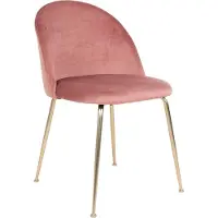 House Nordic Eetkamerstoel Velvet Roze/Goud - Zithoogte 46cm - 52x51x78cm - Set van 2