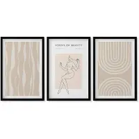 Wallfluent 3-Delige Schilderij Set - Abstracte Patronen, Delicate Boho-Decoraties - 40 x 60 cm - Moderne Wanddecoratie - Woonkamer