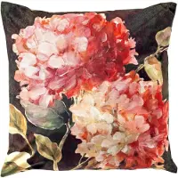Dutch decor DENISE - sierkussen 45x45 cm - bloemmotief - Cranberry - multicolour - Inclusief binnenkussen - Luxe kussens voor woonkamer & bank