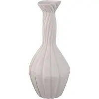 Ptmd Lydia White Ceramic Swirl Ribbed Vase L