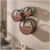 Meubelplaats Wandschap Circular 1L Ø30 - Massief acacia bruin