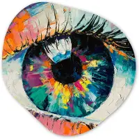 MuchoWow Organische wanddecoratie 90x90 cm - Organisch schilderij Schilderij - Olieverf - Oog - Kleuren - Muurdecoratie woonkamer - Kamer decoratie - Schilderijen - Muurcirkel aesthetic