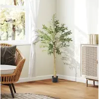 STILVORA Kunstplant Olijfboom 150 Cm Met 720 Bladeren En 40 Olijven Kunststof Groen Voor Binnen Met Buigzame Takken Voor Sfeervolle Decoratie