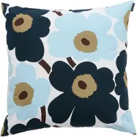 Marimekko Pieni Unikko kussenhoes 50x50 cm White-blueberry-cold blue-dark brown