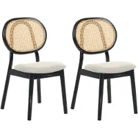Beliani GAVIOTA - Eetkamerstoel set van 2 - Zwart/Beige - Stof