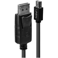 Lindy 41646 DisplayPort-kabel Mini-displayport / DisplayPort Adapterkabel Mini DisplayPort-stekker, DisplayPort-stekker 2.00 m Zwart Vergulde steekcontacten