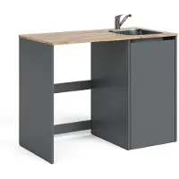 Vicco Wasmachinekast Viktor, Antraciet/Goudkleurig Eiken, 113.6 x 88.2 cm met wastafel en kraan