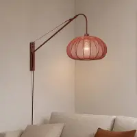 LumenXL Verstelbare wandlamp Brandel - ronde terra roze stoffen kap