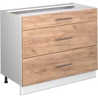 Vicco Keukenonderkast Fame-Line, Goudkleurig Eiken/Wit, 100 cm, WB Eik