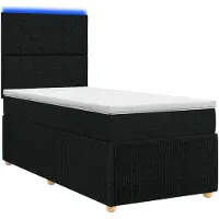 vidaXL LED boxspringbed met matras, zwart, 90 x 190 cm, gestoffeerd