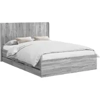 vidaXL Bedframe met opbergruimte en hoofdeinde, grijze Sonoma-kleur