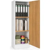 VCM Mehrzweckschrank mit 1 Drehtür, 38 x 114 x 32 cm, Wohnzimmerschrank, Büroschrank und Aufbewahrungsschrank mit 3 Fächer - Dilos