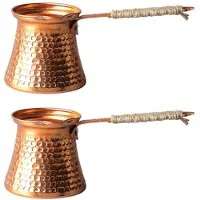 Torribaly 2x Turkse koffiepotmaker Moka 3 personen 200 ml koper handgemaakt hoog