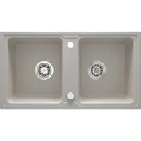 Deante Granieten spoelbak, 2 spoelbakken, beige kleur, 780 x 435 x 180 mm