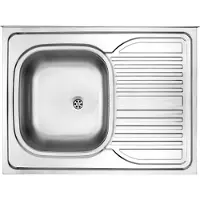 Deante Tango spoelbak met één kom, met wandplint, decoratief, roestvrij staal 500µm, 800x600x150 mm, afvoer 2 inch, model ZM6_311P