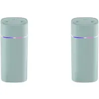 Jojomino 2X Kleurrijk Nachtlampje Kleine Luchtbevochtiger Dubbele Spray Luchtverstuiver USB Silent Home-Luchtbevochtiger Autozuiverende Luchtspray Groen