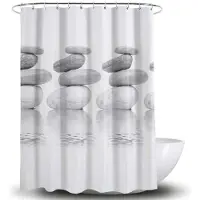 Aihontai Waterdicht en antibacterieel 3D-douchegordijn - Met 12 ringen - Polyester - 180 x 180 cm - Kiezelgrijs