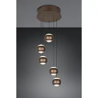 TRIO 5-lichts vide hanglamp Orbit platinum bruin