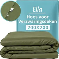 Ella Hoes voor de verzwaringsdeken van EL Life 200 x 200 CM - 11 KG & 13 KG - Overtrek Hoes van 100% biologisch katoen - Olijf Groen