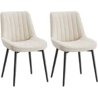 COLAMY Set van 2 eetkamerstoelen, met een ruim beklede zitting en een ergonomische rugleuning voor optimaal comfort bij dagelijks gebruik, beige