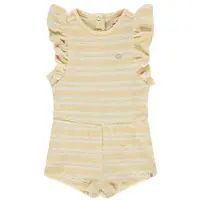 A Tiny Story playsuit geel Meisjes Badstof Ronde hals Streep - maat 62