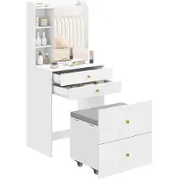 HOMCOM Vanity Table Set-Leinen (100 % Polyester), Spanplatte-Weiß