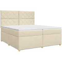 vidaXL Boxspringbed met matras Crèmekleurig 200 x 200 cm Stof