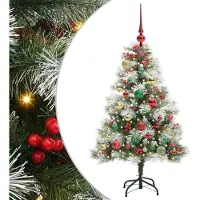 vidaXL Kunstkerstboom Groen en wit 120 cm PVC en Metaal en Plastic
