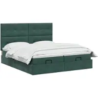 vidaXL Ottomanbed met matras en LED-verlichting, donkergroen, 160 x 200 cm, fluweel