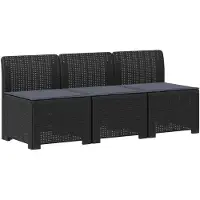 vidaXL 3-Zits Tu bank met Kussens Rattan Look 3-zits PP Antraciet