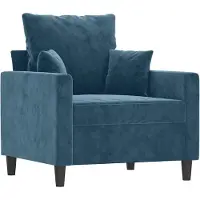 Markenlos Blauwe fauteuil met een breedte van 60 cm, bekleed met fluweel en voorzien van een metalen frame, in een modern design, geschikt voor woonkamer, slaapkamer en kantoor