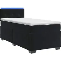 Syfax Boxspring Bed met Matras en LED Zwart 90 x 190 cm fluweel