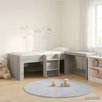 Prolenta Maison Exclusive - Stapelbed met bureau voor kinderen, 2 stuks, grijs Sonoma