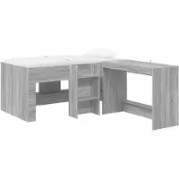 vidaXL Kinderhoogslaper met bureau 2 st Grijs Sonoma Bewerkt hout
