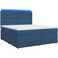 vidaXL Boxspringbed met matras en hoofdeinde, blauw, 140 x 190 cm, stof