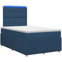 vidaXL LED boxspringbed met matras, blauw, 120 x 190 cm, gestoffeerd