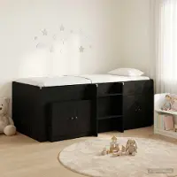 Prolenta Maison Exclusive - Bedframe in loftstijl met kast, 3 stuks, zwart, houtvezel
