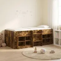Prolenta Maison Exclusive - Loftbed met kledingkast en planken, 3 stuks, gerookt eikenhout