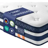 Vasagle 7-zone pocketveringmatras met gel-traagschuim - H3 medium stevigheid - 200 x 180 x 25 cm - Blauw