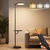 ZMH LED vloerlamp staande lamp woonkamer 30W zwart met zijtafel afstandsbediening 174cm dimbaar leeslamp 3000K-6500K moderne lamp voor woonkamer