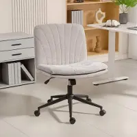 Sweiko bureaustoel voor thuiswerken, met linnenlook, in hoogte verstelbaar, met een ergonomische zitting, draaibaar met kantelfunctie, beige