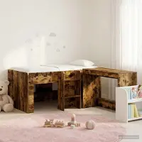 Prolenta Maison Exclusive - Stapelbed met bureau voor kinderen, 2 stuks, gerookt eikenhout