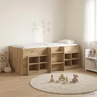 Prolenta Maison Exclusive - Bedframe in loftstijl met kast, 3 stuks, beukenfineer met houtstructuur
