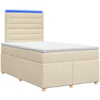 vidaXL Boxspringbed met matras, crème kleur, 120 x 190 cm, gestoffeerd