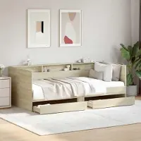 Prolenta Maison Exclusive - Dagbed met lades en planken, bekleed met houtfineer in Sonoma-eikenstijl