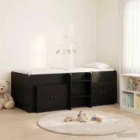 Prolenta Maison Exclusive - Bedframe in loftstijl met kast, 3 stuks, zwart, houtvezel