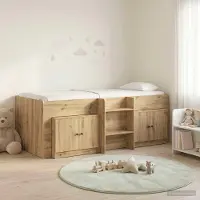 Prolenta Maison Exclusive - Bedframe in loftstijl met kast, 3 stuks, beukenfineer met houtstructuur