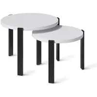 Vicco Salontafel set Norin, Wit/Zwart, 60 x 60 cm