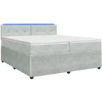 vidaXL Boxspringbed met matras, lichtgrijs, 200 x 200 cm, fluweel